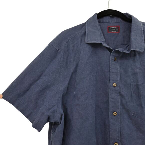 UNTUCKIT XL LINEN WRINKLE RESISTANT  REGULAR FIT SHORT SLEEVE BUTTON UP SHIRT - Picture 4 of 4